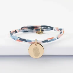 Bracelet enfant Liberty personnalisé médaille martelée gravée plaqué or 15 mm