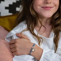 Bracelet enfant Liberty personnalisé médaille martelée gravée plaqué or 15 mm