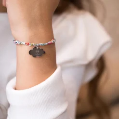 Bracelet enfant Liberty personnalisé médaille gravée argent nuage 20x14 mm - HappyBulle x Barbapapa