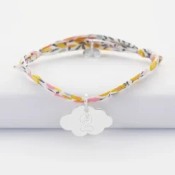 Bracelet enfant Liberty personnalisé médaille gravée argent nuage 20x14 mm - HappyBulle x Barbapapa