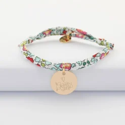 Bracelet enfant Liberty personnalisé médaille gravée plaqué or 15 mm