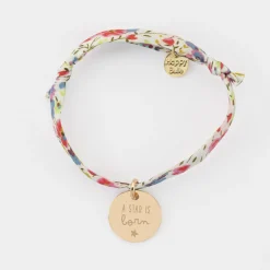 Bracelet enfant Liberty personnalisé médaille gravée plaqué or 15 mm
