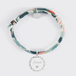 Bracelet enfant Liberty personnalisé médaille vintage dentelée gravée argent 17 mm