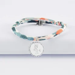 Bracelet enfant Liberty personnalisé médaille vintage dentelée gravée argent 17 mm