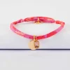 Bracelet enfant Liberty personnalisé médaille gravée plaqué or 10 mm et breloque rectangle zircon plaqué or 9 mm