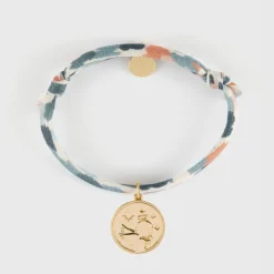 Bracelet enfant Liberty personnalisé médaille gravée plaqué or ange texturée 14 mm