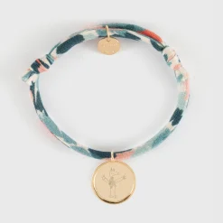 Bracelet enfant Liberty personnalisé médaille gravée plaqué or ange texturée 14 mm