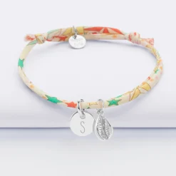 Bracelet enfant Liberty personnalisé médaille gravée argent 10 mm et breloque(s) summer - à composer