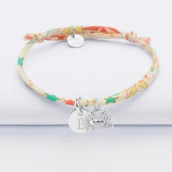 Bracelet enfant Liberty personnalisé médaille gravée argent 10 mm et breloque(s) summer - à composer
