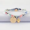 Bracelet enfant Liberty personnalisé médaille gravée plaqué or 15 mm et breloque tortue 10 mm