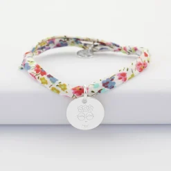 Bracelet enfant Liberty personnalisé médaille gravée argent 15 mm - Happybulle x Barbapapa