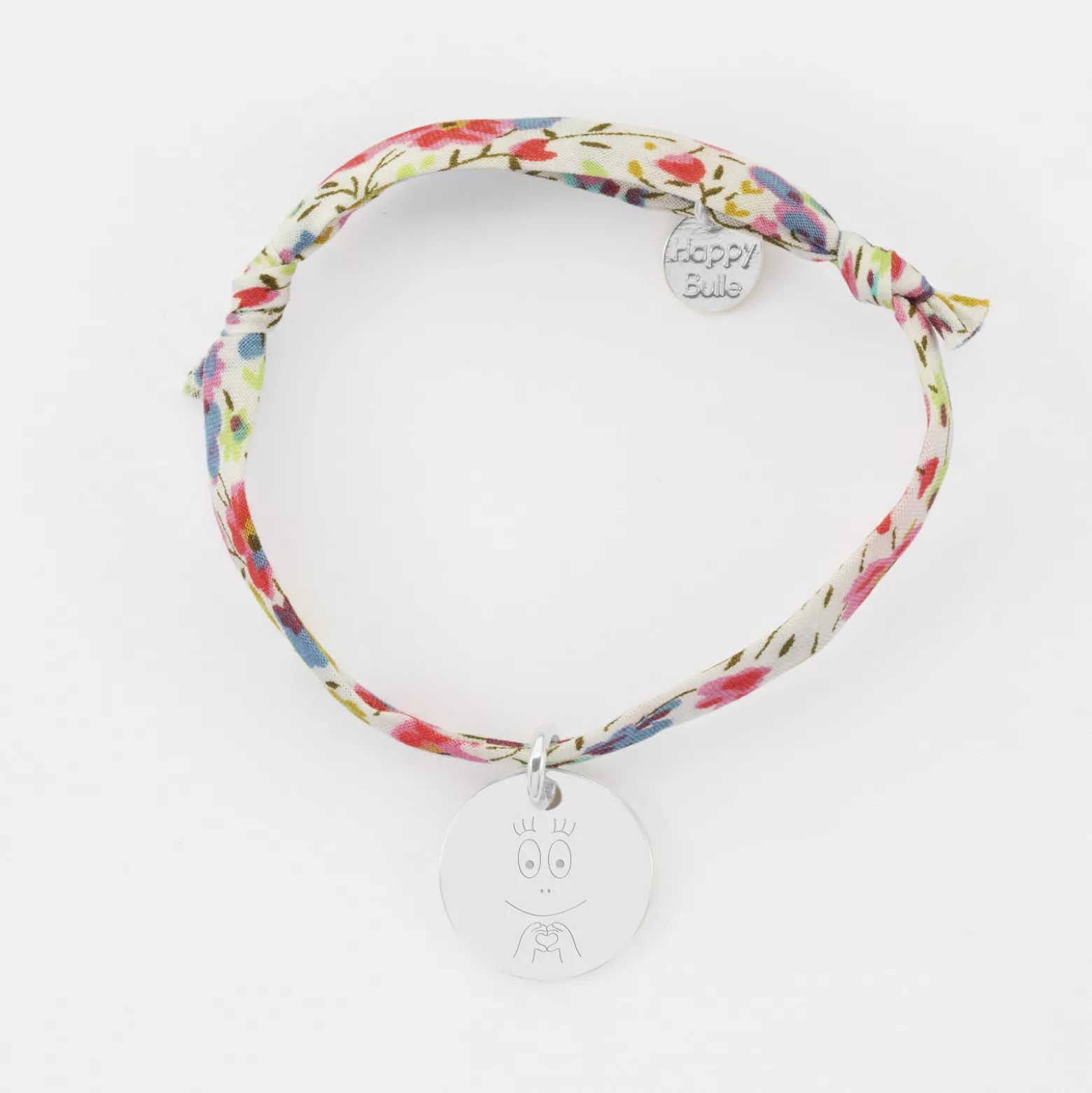 Bracelet enfant Liberty personnalisé médaille gravée argent 15 mm - Happybulle x Barbapapa
