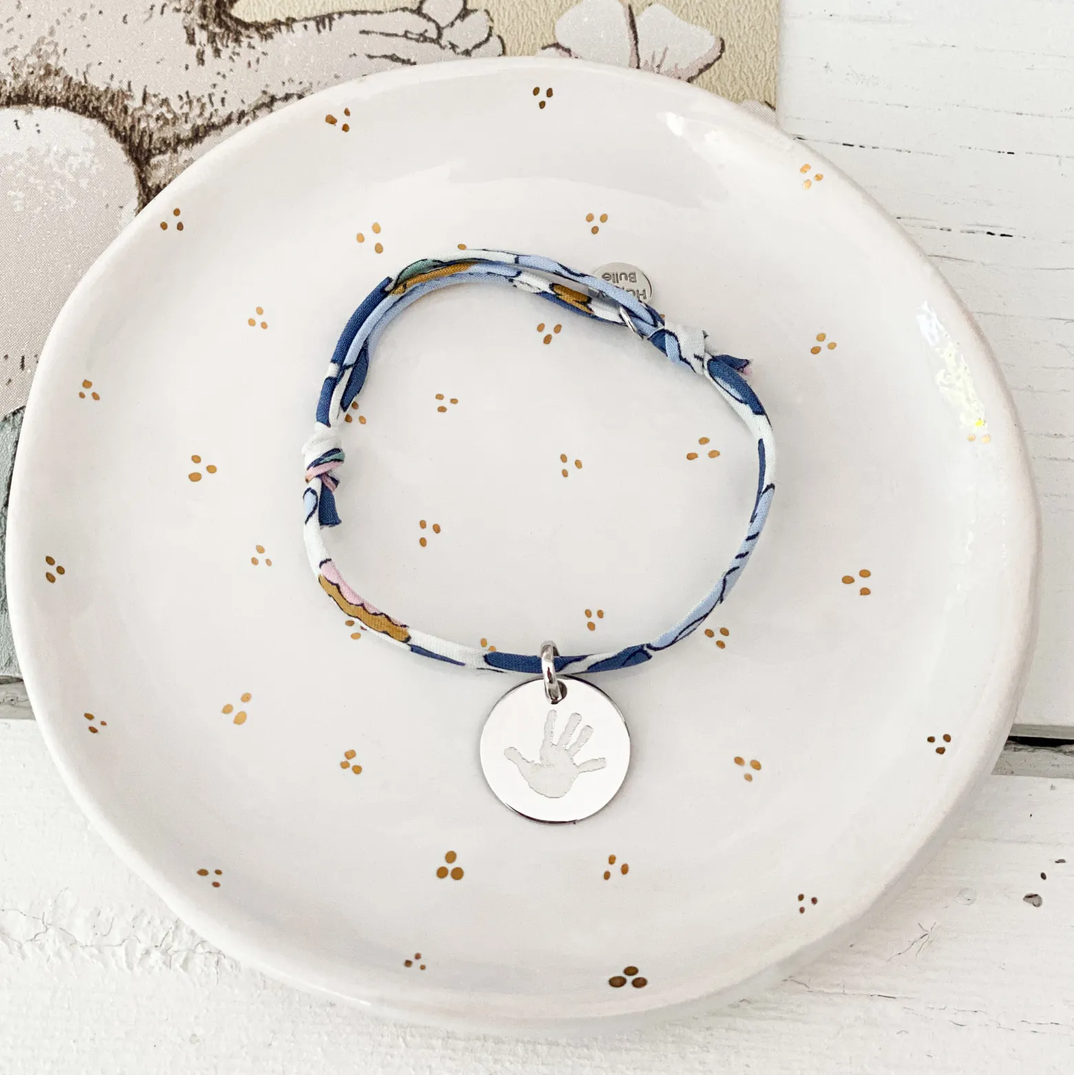 Bracelet enfant Liberty personnalisé médaille gravée argent 15 mm