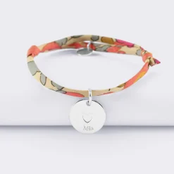 Bracelet enfant Liberty personnalisé médaille gravée argent coeur estampillé 15 mm - HappyBulle x Atelier Wagram