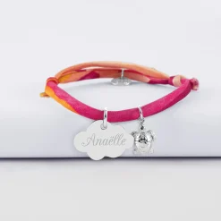 Bracelet enfant Liberty personnalisé médaille gravée argent nuage 20x14 mm et breloque(s) summer - à composer