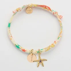 Bracelet enfant Liberty personnalisé médaille gravée plaqué or 10 mm et breloque(s) summer - à composer