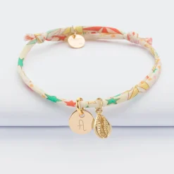 Bracelet enfant Liberty personnalisé médaille gravée plaqué or 10 mm et breloque(s) summer - à composer