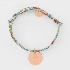 Bracelet enfant Liberty personnalisé médaille gravée plaqué or rose 15 mm - Happybulle x Barbapapa