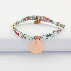Bracelet enfant Liberty personnalisé médaille gravée plaqué or rose 15 mm - Happybulle x Barbapapa