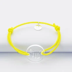 Bracelet enfant personnalisé médaille gravée acrylique ronde 2 trous 17 mm
