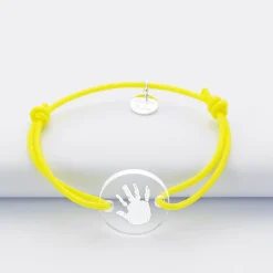 Bracelet enfant personnalisé médaille gravée acrylique ronde 2 trous 17 mm