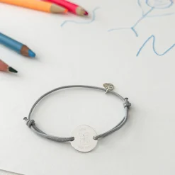 Bracelet enfant personnalisé médaille gravée argent 2 trous 15 mm - Edition spéciale KIDS