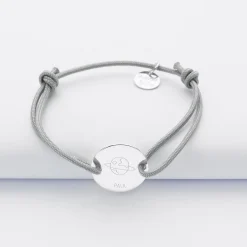Bracelet enfant personnalisé médaille gravée argent 2 trous 15 mm - Edition spéciale KIDS