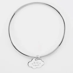 Bracelet enfant personnalisé jonc argent médaille gravée nuage 20x14 mm
