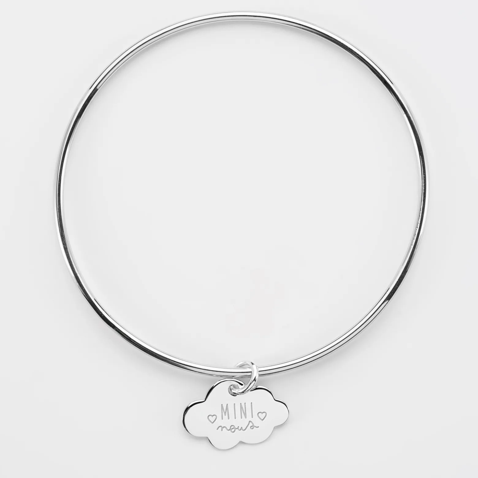 Bracelet enfant personnalisé jonc argent médaille gravée nuage 20x14 mm