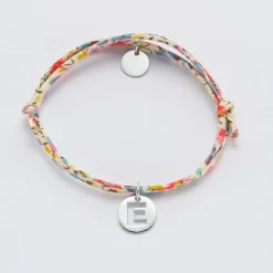 Bracelet enfant personnalisé Liberty médaille lettre initiale argent 11mm