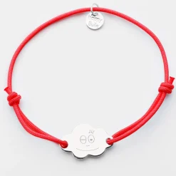 Bracelet enfant personnalisé médaille gravée argent nuage 2 trous 20x14 mm - Happybulle x Barbapapa