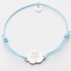 Bracelet enfant personnalisé médaille gravée argent nuage 2 trous 20x14 mm - Happybulle x Barbapapa