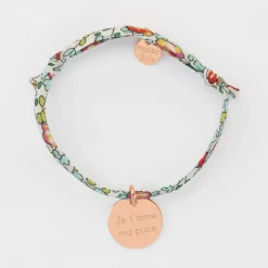 Bracelet enfant personnalisé liberty médaille gravée plaqué or rose 15 mm