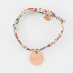 Bracelet enfant personnalisé liberty médaille gravée plaqué or rose 15 mm