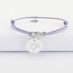 Bracelet enfant personnalisé cordon "Le lien" et médaille gravée argent 15 mm - HappyBulle x Lilylovesfashion