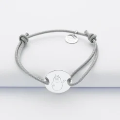 Bracelet enfant personnalisé médaille gravée argent 2 trous 15mm - Happybulle x Barbapapa