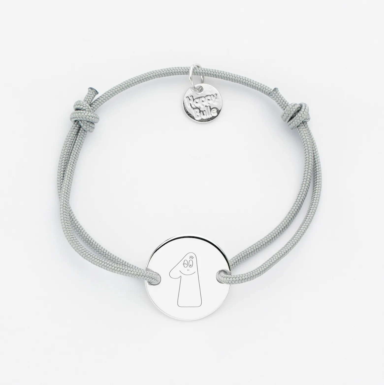 Bracelet enfant personnalisé médaille gravée argent 2 trous 15mm - Happybulle x Barbapapa
