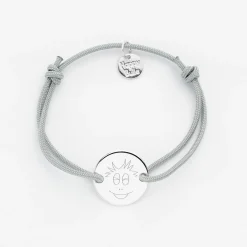 Bracelet enfant personnalisé médaille gravée argent 2 trous 15mm - Happybulle x Barbapapa