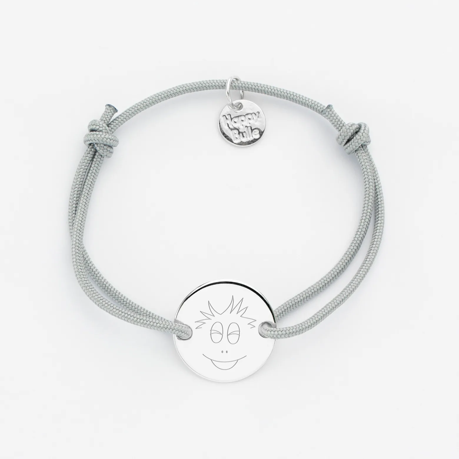 Bracelet enfant personnalisé médaille gravée argent 2 trous 15mm - Happybulle x Barbapapa