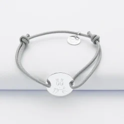 Bracelet enfant personnalisé médaille gravée argent 2 trous 15mm - Happybulle x Barbapapa