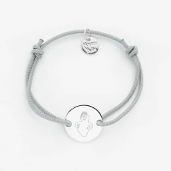Bracelet enfant personnalisé médaille gravée argent 2 trous 15mm - Happybulle x Barbapapa