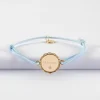 Bracelet enfant personnalisé médaille contour fleur gravée plaqué or 2 trous 15 mm