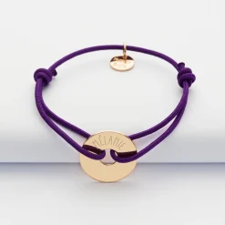 Bracelet enfant personnalisé médaille gravée plaqué or cible 16mm - Nos petits imparfaits