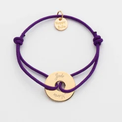Bracelet enfant personnalisé médaille gravée plaqué or cible 16mm - Nos petits imparfaits