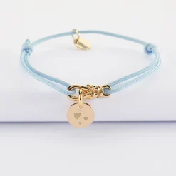 Bracelet enfant personnalisé cordon "Le lien" et médaille gravée plaqué or 10 mm - HappyBulle x Lilylovesfashion