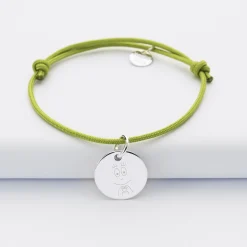 Bracelet enfant personnalisé médaille gravée argent 15 mm - Happybulle x Barbapapa