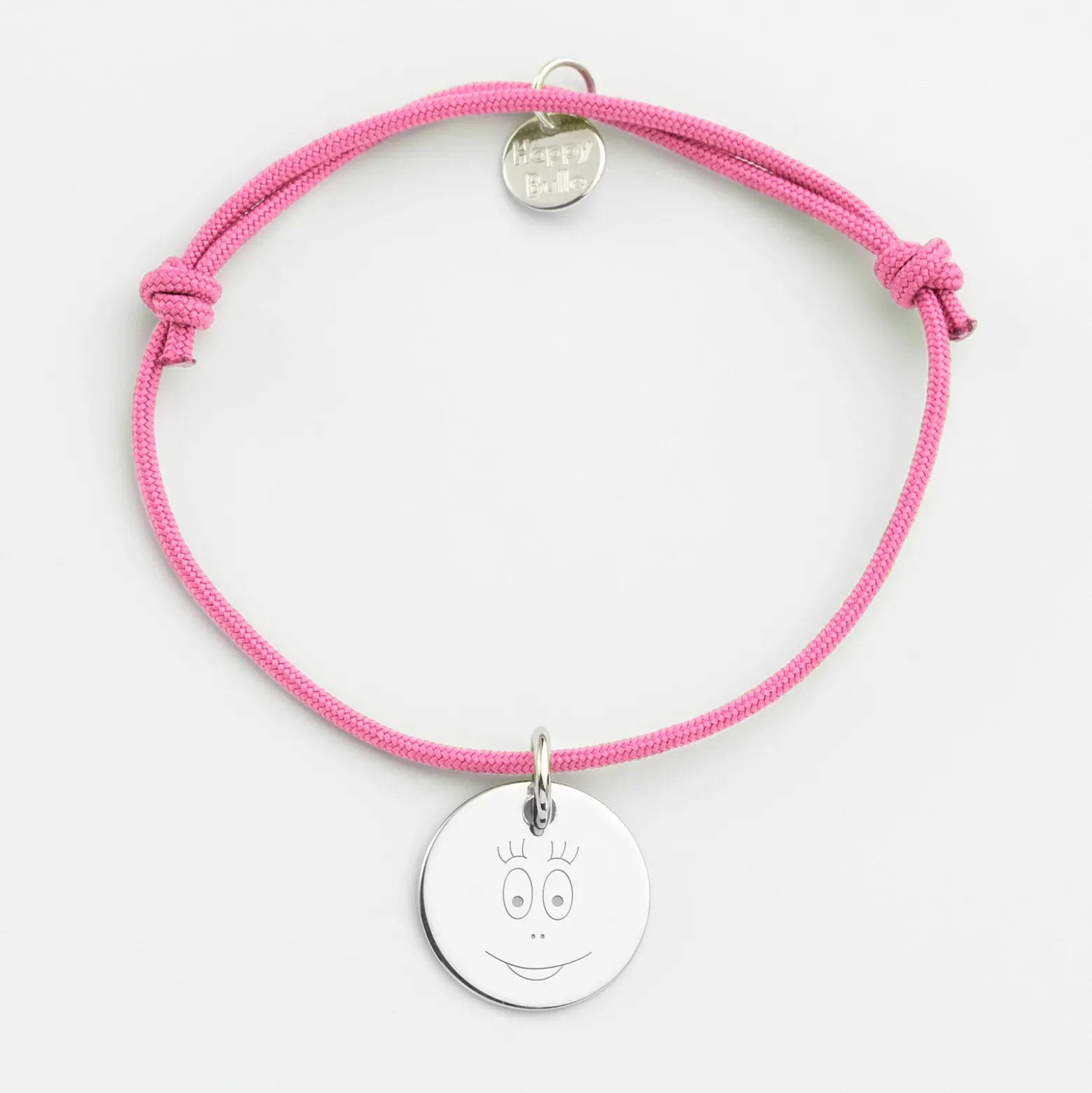 Bracelet enfant personnalisé médaille gravée argent 15 mm - Happybulle x Barbapapa