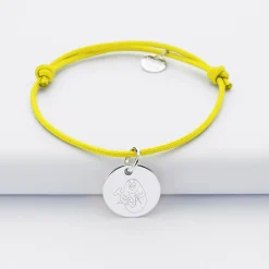 Bracelet enfant personnalisé médaille gravée argent 15 mm - Happybulle x Barbapapa