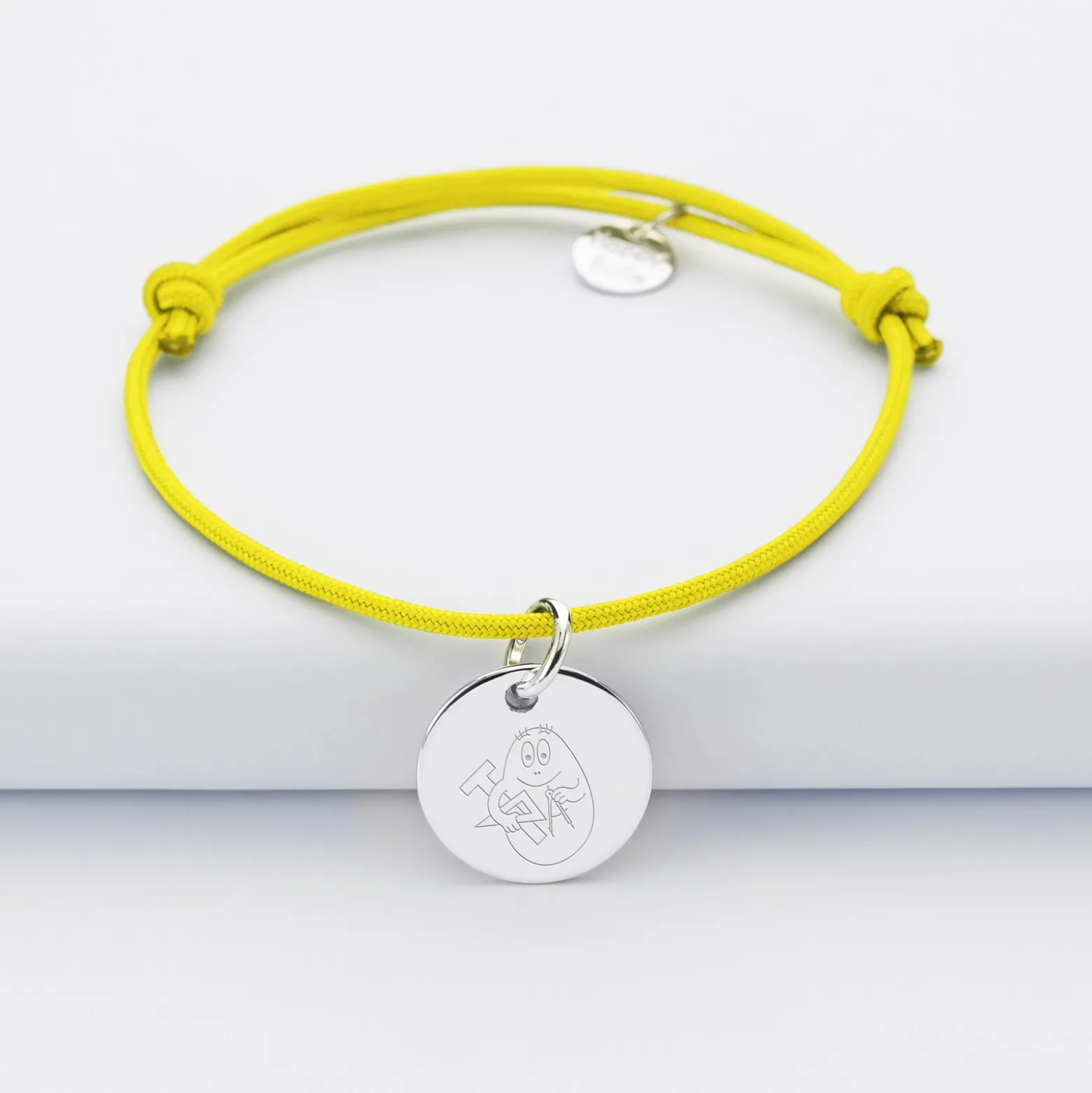 Bracelet enfant personnalisé médaille gravée argent 15 mm - Happybulle x Barbapapa