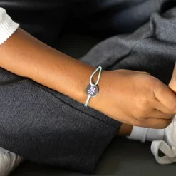 Bracelet enfant personnalisé médaille gravée argent 2 trous 15mm